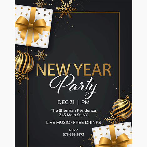 Golden Gifts New Year Party Invite